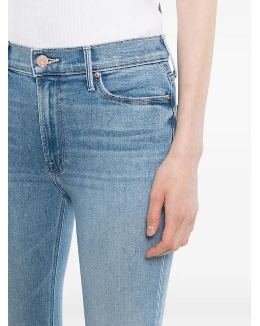 Mother Blue Flared-Leg Whiskered Jeans