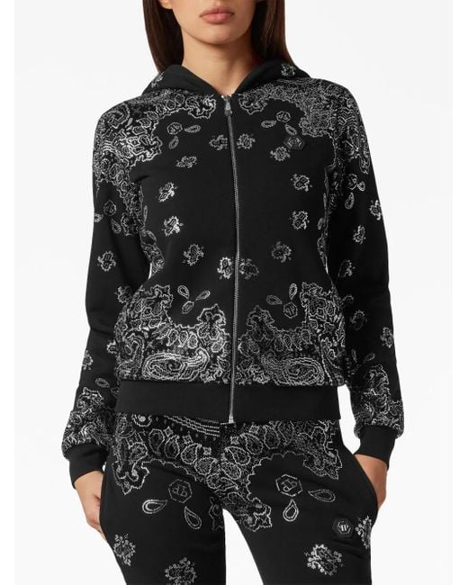 Philipp Plein Black Paisley-Printed Jogging Set