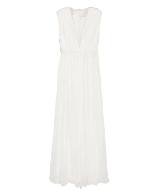 Tarik Ediz White Chris Lace-Embellished Gown