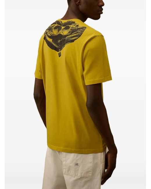 C P Company Yellow 30/1 Jersey Short-Sleeve Goggle T-Shirt for men