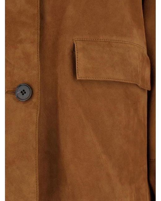 Arma Brown 'Ella' Jacket With Wide Collar And Front Patch Pockets