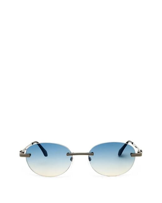 Palm Angels Blue Rimless Oval-Frame Sunglasses