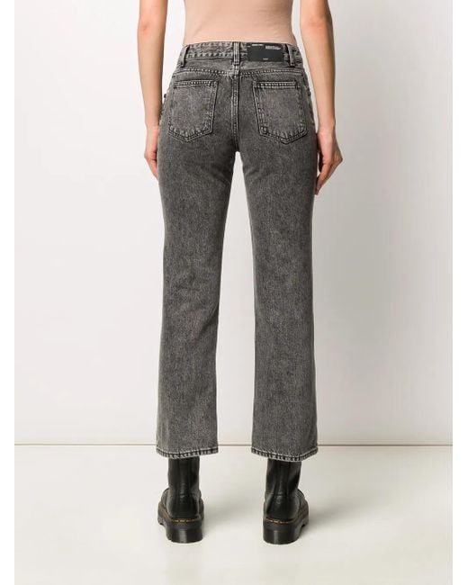 Off-White c/o Virgil Abloh Gray Cropped Leg Mid-Rise Jeans