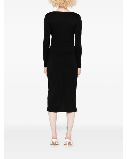 Vestido midi con detalle fruncido La Petite Robe Di Chiara Boni de color Black