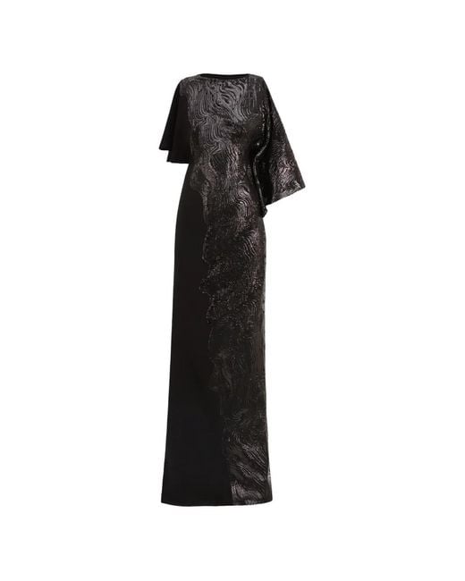 Gemy Maalouf Black Asymmetrical Neckline Maxi Dress