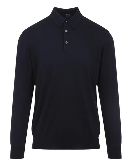 Kiton Blue Cotton Polo Shirt for men