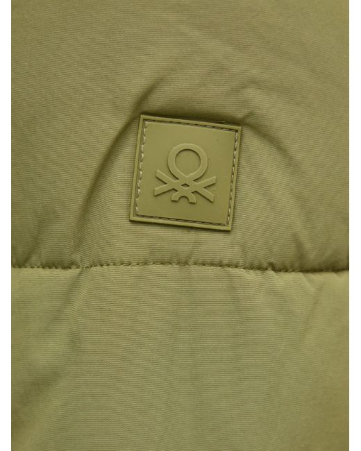 Benetton Green Hooded Padded Jacket for men