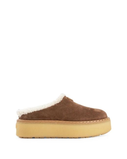 Prada Brown Shearling-Trim Mules