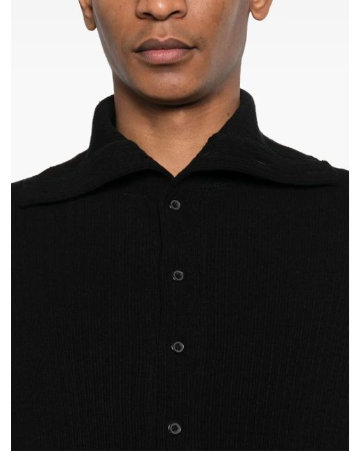Yohji Yamamoto Black Ribbed-Knit Cotton Jumper for men