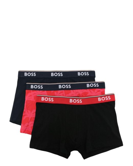 Set de tres bóxeres con logo Boss de hombre de color Red