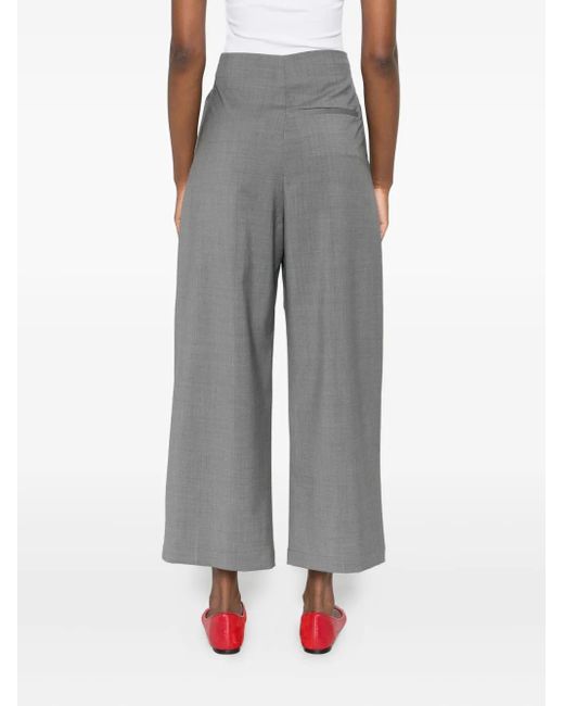 Phisique Du Role Gray Pleated-Pocket Palazzo Pants