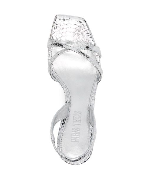 Paris Texas White 95mm Metallic-leather Sandals