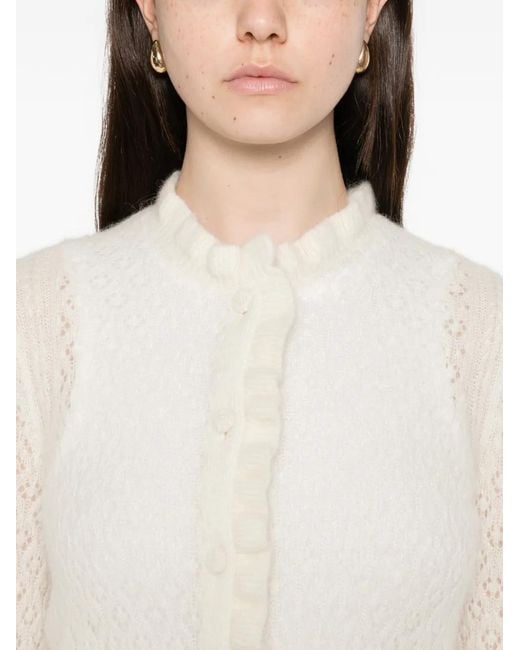 Doen Natural Claudie Frills Perforated Cardigan