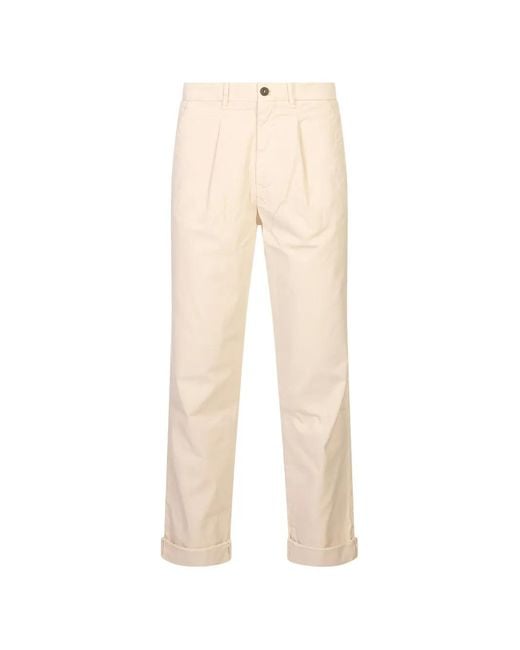 Mason's Natural Pinces Pleated Turn-Up Trousers for men