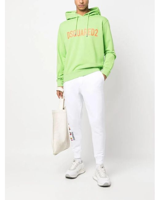 DSquared² Green Logo Print Hoodie for men