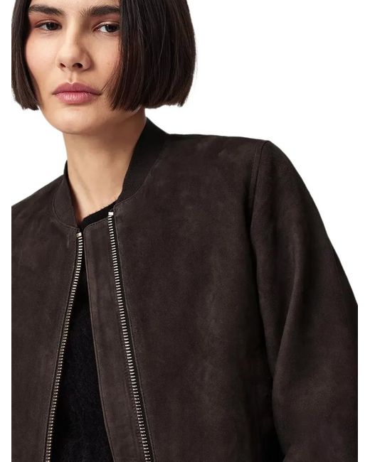 AllSaints Black Orten Suede Bomber Jacket