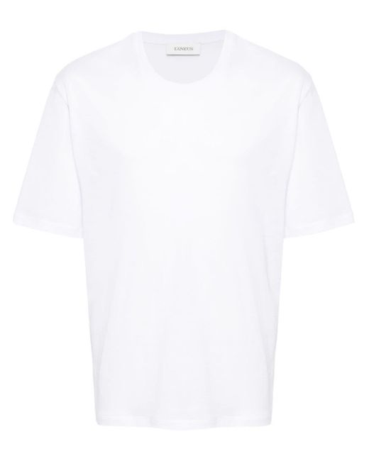 Laneus White Plain Cotton T-shirt for men