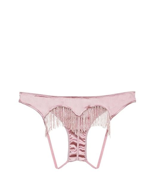 Fleur du Mal Pink Beaded Fringe Briefs