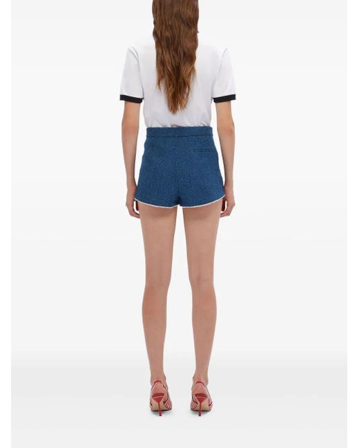 MSGM Blue Striped-Edge Mini Shorts