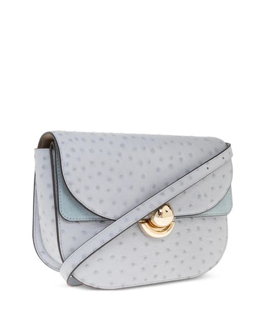 Furla Gray Turnlock Leather Shoulder Bag