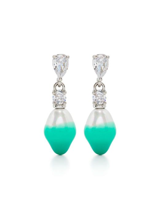 OTTOLINGER White Crystal-embellished Dangle Earrings