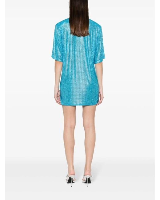GIUSEPPE DI MORABITO Blue Crystal-Embellished T-Shirt Dress