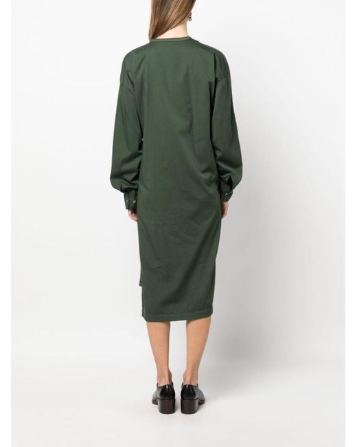 Lemaire Green Asymmetric Cotton Midi Dress