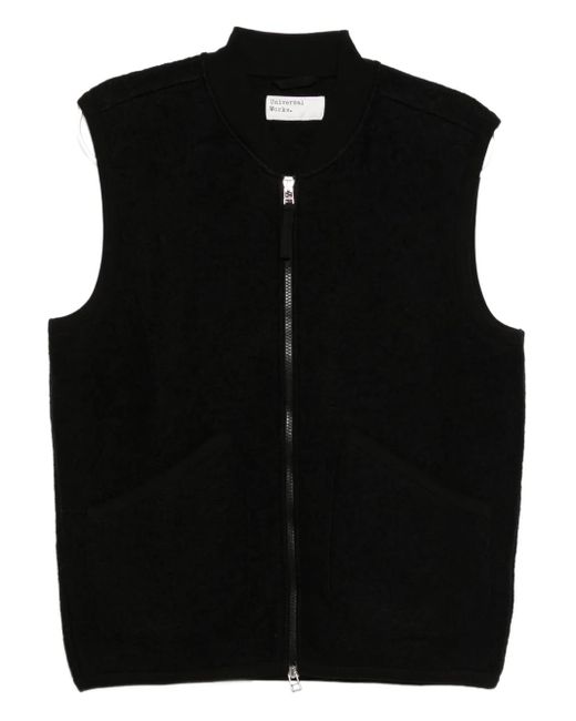Universal Works Black Zipped Gilet for men