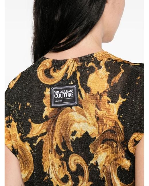Versace Jeans Couture Metallic V-Neck Baroque-Print Vest