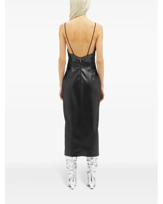 MSGM Black Sequin-Embellished Midi Dress