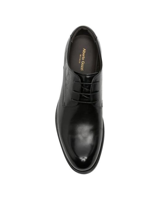 Alberto Gozzi Black Derbies En Cuir À Perforations for men