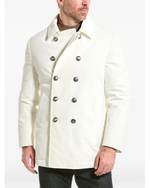 Brunello Cucinelli White Double-Breasted Corduroy Blazer for men