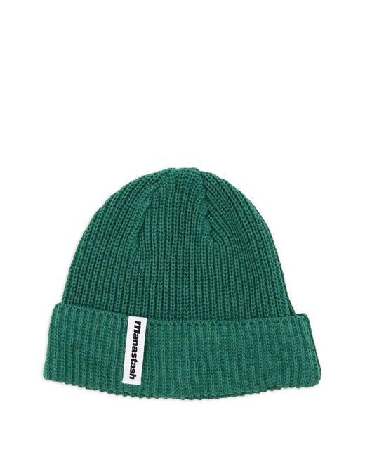 Manastash Green Ribbed Cotton Beanie for men
