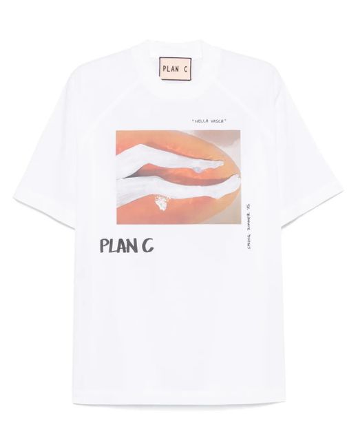 Plan C White Graphic-Print T-Shirt