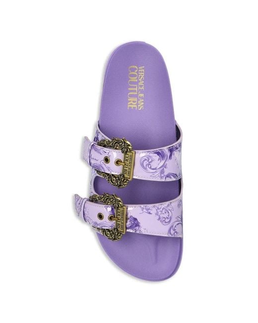 Versace Jeans Couture Purple Buckle-Strap Platform Sandals