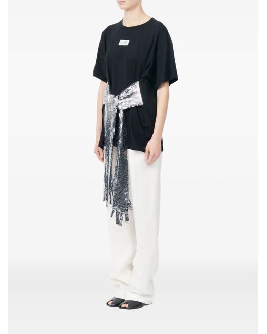 MM6 by Maison Margiela Trui Met Ronde Hals, Ceintuur En Pailletten in het Black