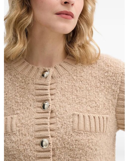 Sisley Blue Button-Fastening Chest-Pockets Cardigan