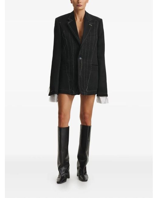 CuAnna Black Avva Contrast-Stitching Blazer