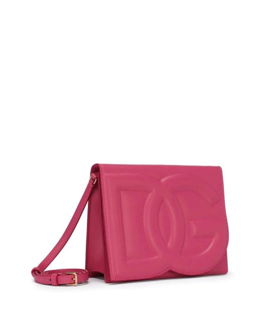 Dolce & Gabbana Pink Dolce&Gabbana Wisteria Coloured Dg Logo Leather Shoulder Bag