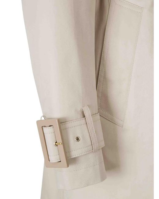 Herno Natural Double-Breasted Light Coat With Belted Waist
