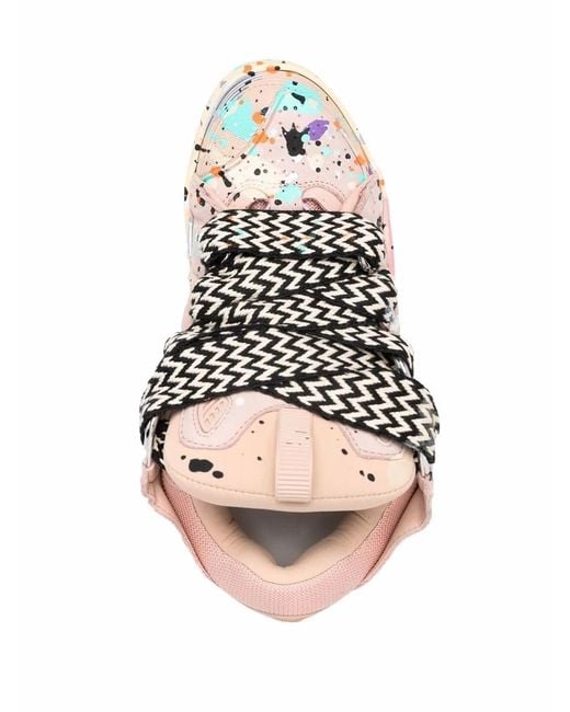 Lanvin Pink Paint-Splatter Low-Top Sneakers for men