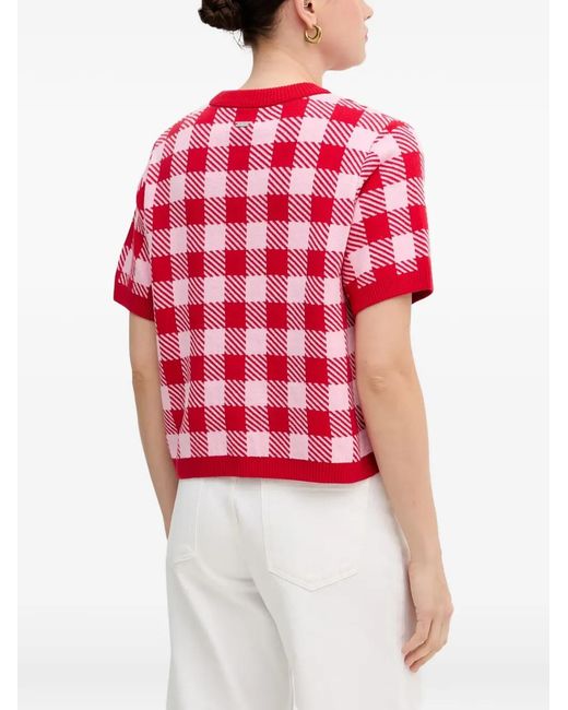 Barbour Red Esther Gingham-Pattern Top