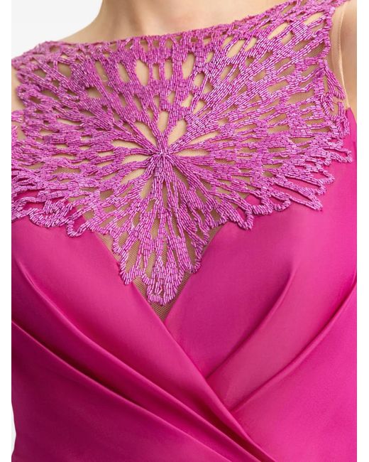Gemy Maalouf Purple Beaded Halterneck Maxi Dress