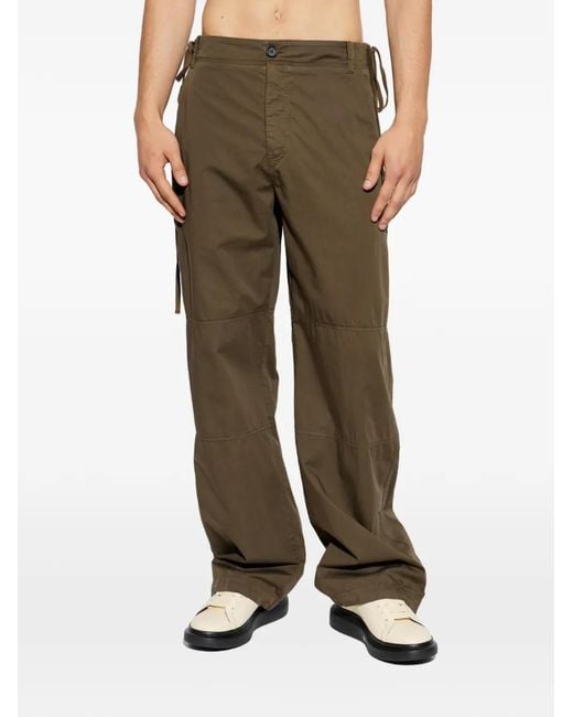 McQueen Green Lace-Up Drawstring Trousers for men
