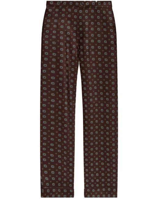 Moschino Brown Geometric-Print Trousers