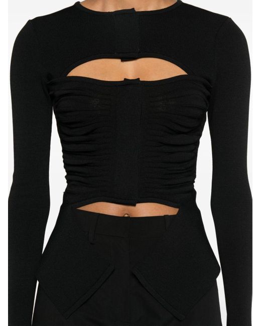 ANDREADAMO Black Xray Cut-out Ruched Cardigan