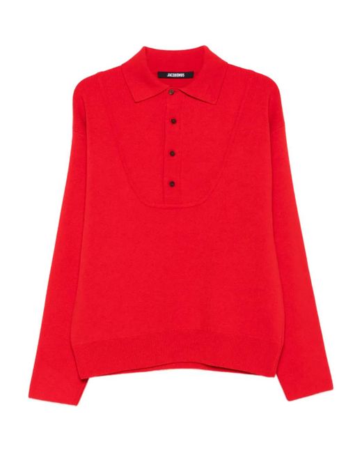 Jacquemus Red Polo-Neck Buttoned Sweater for men