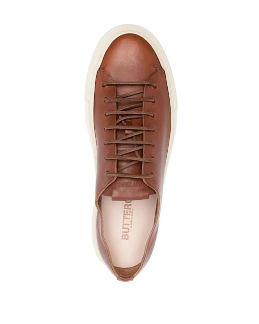 Buttero Brown Lace-Up Low-Top Sneakers for men