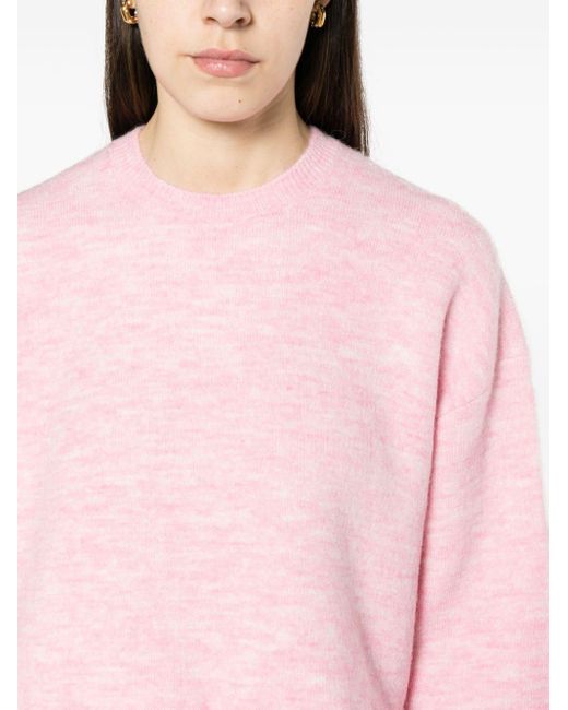 Maje Pink Melierter Pullover mit tiefen Schultern