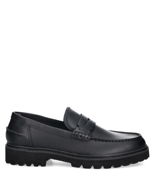 HUGO Black Penny-Strap Loafers for men